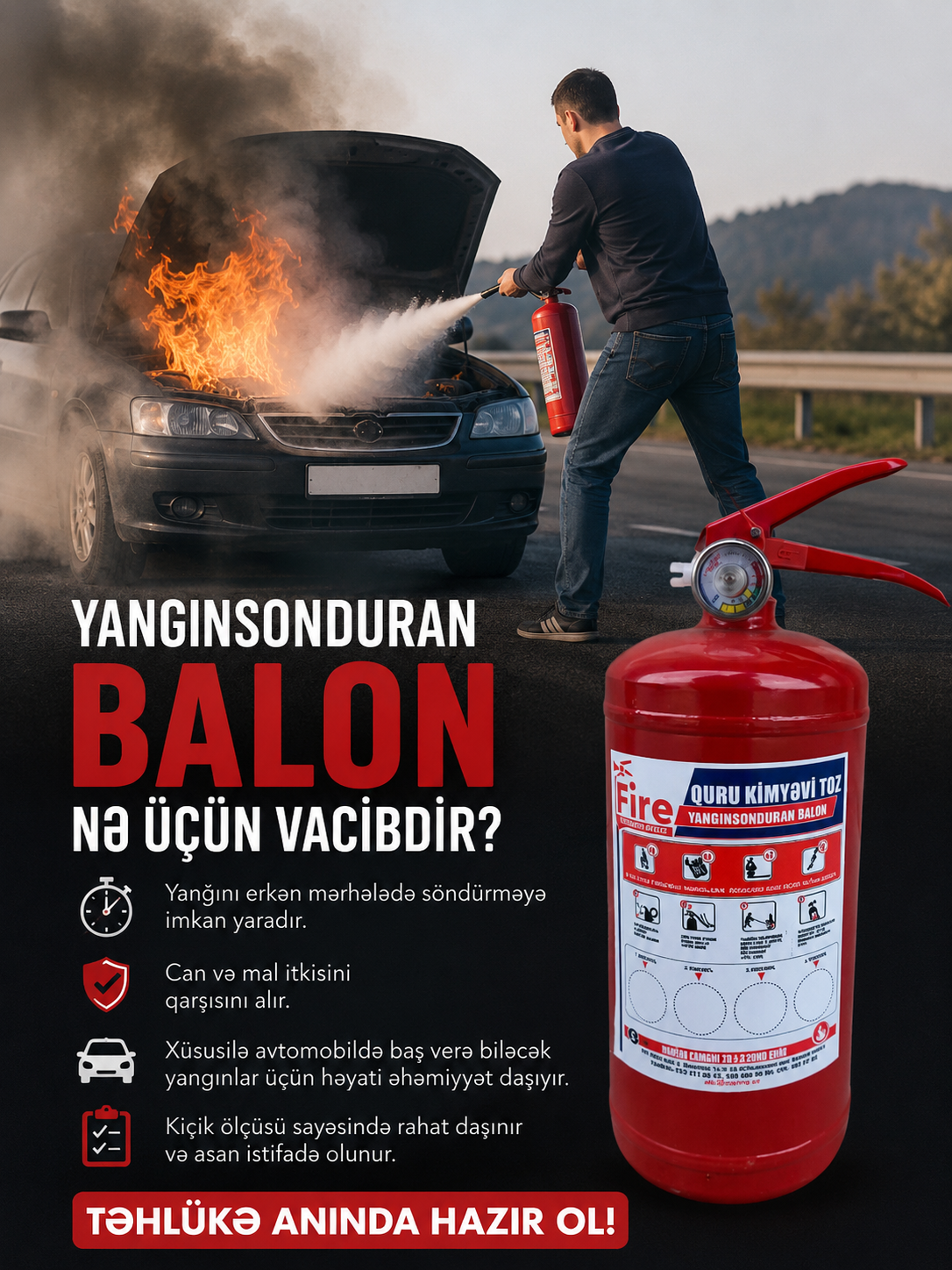 Avtomobil uçun yangin söndurən balonlar